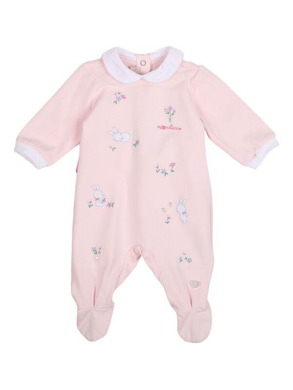 Girls Light Pink Knitted Nappy Opening Babysuit image number 0